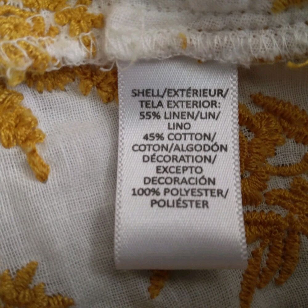 Ann Taylor Loft Blouse Linen Blend Embroided Peasant Boho Women's Size M - Picture 8 of 12